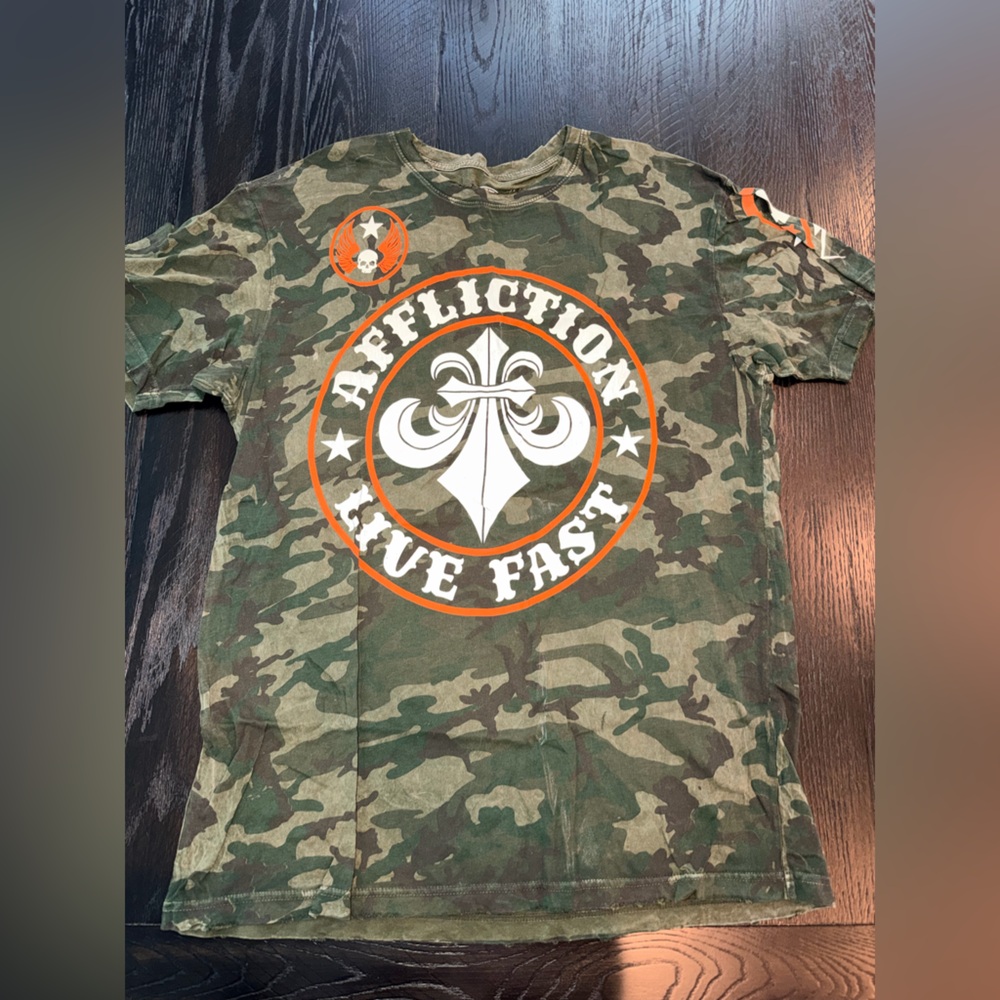 Affliction Kids Camo Tee - Green and Orange